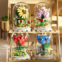 Building Block Flower Toy Compatible with Lego Potted Preserved Fresh Flower Girl Series Decoration Toys Gift Valentine’s Day Assembled Flower