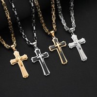 Three-Layer Jewelry Cross Titanium Steel Bold Necklace Men’s Hip-Hop Accessories