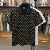Printed Polo Shirt Breathable Cotton Blend Thin Casual Short Sleeve T Shirt
