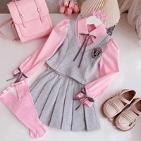 Girls' Shirt Outfit New Children's Spring And Autumn Clothing For Older Girls College Style Pleated Skirt Set