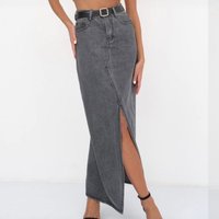 Clothing High Waist Slit Design Denim Skirt Long Skirt