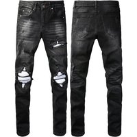 Men's Clothing Fashion Brand Men And Women's Casual Pants American Retro Washed Hole Jeans Men's Pants Men's Hole Jeans 1343
