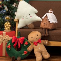 Hemo Cartoon Christmas Throw Pillow – Plush Holiday Decor Embroidery