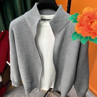 Autumn Winter High Neck Knitted Cardigan Original Fashionable Sweater Lazy Loose Casual Zipper Knitted Jacket