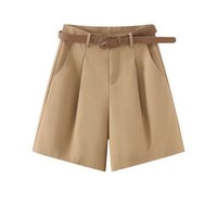 High Waist Loose Fitting Cargo Shorts Style Solid Slimming Wide Leg Pants Versatile Summer