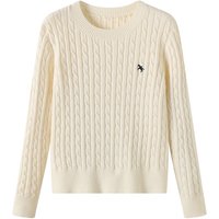 Clothing College style round neck thick sweater tops autumn winter design embroidery twisted knit sweater inner bottoming coat
