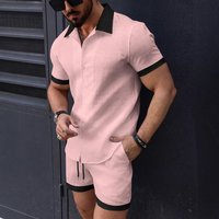 Clothing Shirt Casual Colorblock Short Sleeved Shorts Beach Suit