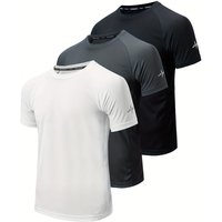 Men's Quick-Dry Performance T-Shirts 3-Pack - Moisture-Wicking Gym & Running Shirts With Breathable Fabric
