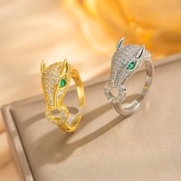 Designer Rings Light Luxury Hip Hop Leopard Ring Genuine Electroplated Zircon Niche Unique Ring.