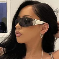 New Y2K millennium hot girl sunglasses integrated pilot sunshade sunglasses pentagram glasses