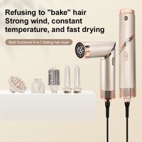 5-in-1 Multifunctional Hot Air Brush & Hair Dryer - Foldable Styling Comb With 3 Attachments For Volumizing, Straightening & Curling, Ionic Technology