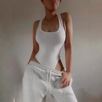 Summer Solid Color Sleeveless Vest Bodysuit for Women Sexy Hot Girl Slim Fit Cross Border Wholesale 2025 New Arrivals