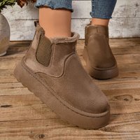 2024 Winter Women Short Plush Warm Snow Casual New Suede Fur Ankle Boots Flats Platform Ladies Shoes Botas
