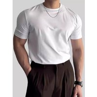 Men's Clothing Summer T Shirt With Small Neckline Slim Fit Short Sleeves Muscle Suit
