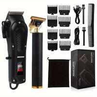 Professional Clipper Set, Vintage T-Blade Trimmer, Electric Portable Rechargeable Wireless Beard Trimmer Hair Clipper,
