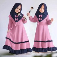 Baby Clothing Children’s long-sleeved long dress + headscarf two-piece children’s clothing ins