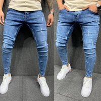 Pants Fashion Casual Pants Stretch Jeans Skinny Work Trousers Male Vintage Washed Jean Slim Fit Clothing