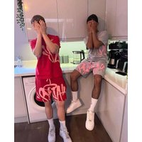 T shirt Sets Y2K Aesthetic High Street Hip hop Printed Letter Short Sleeved T shirt Shorts Summer