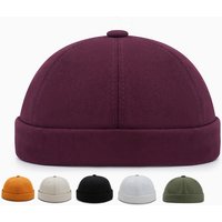 Men’s Hats Landlord Hat Korean Version Simple Solid Color Light Plate Retro Street Hip Hop Brimless Melon Skin Hat Female Personality Yuppie Hat