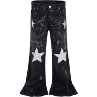 Star Embroidered Streetwear Jeans – Relaxed Straight Fit Vintage Wash Urban Style