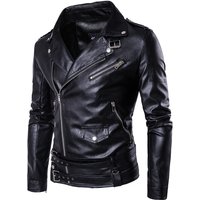 Men's Clothing Fashion Punk Men's Leather Carly Pi Motorcycle Leather Slim Harley Leather Jacket