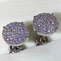 Cao Shi’s New Korean Version Simple Full Diamond Inlaid Zircon Round Exquisite And Compact Earrings For Women