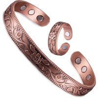 European American Magnetic Vintage Flower Ring Set Adjustable Men's And Women's Bracelet Style