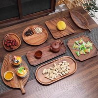 Walnut Wood Rectangular Serving Tray – Japanese Style Tea Ceremony Plate Cups Fruits Desserts & Hotel Dining 