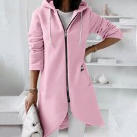 Clothing autumn winter personality street sweatshirt zipper hooded long plus velvet sweatshirt