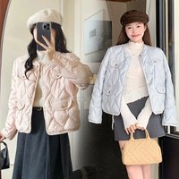 Lightweight Puffer Jacket – Short Quilted Coat Salt Blue Cream White Blush Pink 