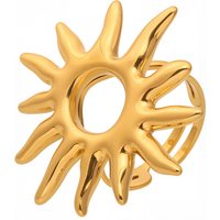 Women's Jewelry Golden Sun Ring Exaggerated Stainless Steel Plated Real Gold Color Preserving Open Index Finger Ring