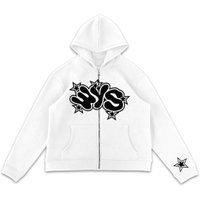 Streetwear Hoodie Star & Letter Print – Zip Up Oversized Pullover Trendy Graphic Sweatshirt 
