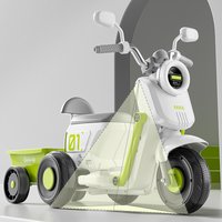 Children's Electric Tricycle Toy Car - Remote Control Ride-On Motorcycle for Boys & Girls Unisex Plastic Transportation Toy for Ages 2-4