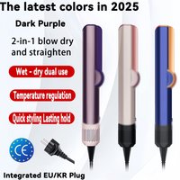 2 1 Ionic Hair Dryer & Straightener – Dual Voltage Travel Styler Wet Dry Hair Frizz Free Blowout & Smoothing Foldable Handle