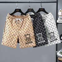 Clothing summer digital printed casual shorts beach pants 5 point pants high end ice silk loose handsome versatile
