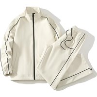 Conjunto de chaqueta y pantalón impermeables ligeros para hombre: ropa deportiva informal de moda para primavera y otoño (negro, blanco, rosa y