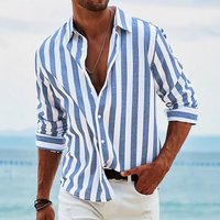 Casual Long Sleeve Striped Shirt Breathable Stretch Fabric Lightweight & Comfortable Versatile Work & Leisure