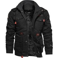 Mid Length Detachable Hooded Jacket Autumn Winter Fleece Lined Thickened Pure Cotton Standard Thickness Full Sleeve