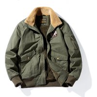 Clothing Bomber Jacket Fleece Lined Cotton Coat Thick Warm Padding Oversized Workwear Style Multiple Pockets – Khaki Navy Army Green