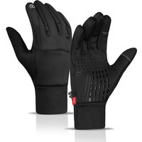 Outdoor waterproof gloves autumn and winter touch screen men’s windproof warm cycling zipper sports plus velvet mountaineering skiing gloves
