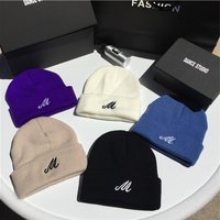 Hat trendy autumn winter ins solid knitted hat couple all match warm woolen hat student street cold hat