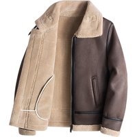 Men's Clothing Men's fur coat winter plus velvet thickened motorcycle clothing brand casual jacket cotton coat lambskin leather jacket