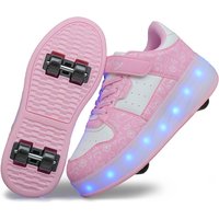 Cross Border Foreign Trade Running Shoes Four Wheel Double Wheel LED Flashing Lights Automatic Invisible Roller Skates Batch