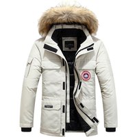Men’s Oversized Hooded Work Jacket – Heavyweight Winter Coat With Windproof Lining & Multi-Pocket Utility (8 Sizes, Ivory/Orange/Black-Blue)