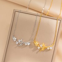 Tulip Delicate Unique Zircon Flower Necklace Delicate Light Luxury Inlaid Stone Pendant French Clavicle Chain