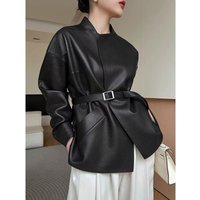 Clothing retro leather jacket short fashion spring autumn leather jacket small slim stylish Outerwear