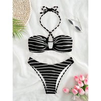 Women's Clothing Striped Swimsuit Sexy Three Point Bikini Split Swimsuit Women Summer