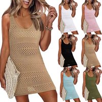 Clothing swimsuit cover up sleeveless vest sunscreen shirt knitted hollow swimsuit beach skirt