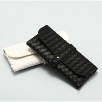 Premium Woven Leather & PVC Studded Sunglasses Case Stylish Protective Cover & Soft Compact Travel Eyewear Holder