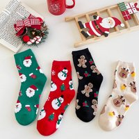 Women’s socks Christmas socks mid-calf socks cute cartoon stockings cotton trendy brand street red